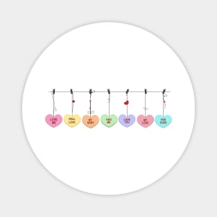 Hanging sweetheart candies. Conversation sweets for Valentine's day Magnet